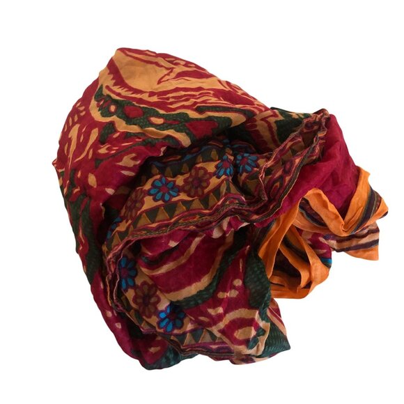 Tiara Accessory Scarf Green Multicolor Print Silk Modal Blend Soft 28x78in - Picture 6 of 8